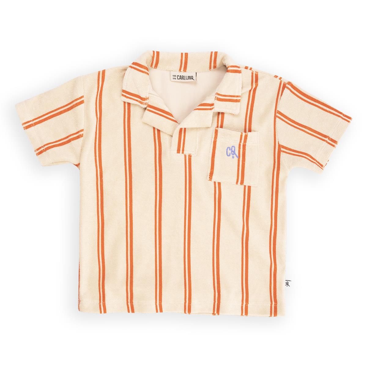 CarlijnQ - Stripes Flame loose polo t-shirt wt embroidery