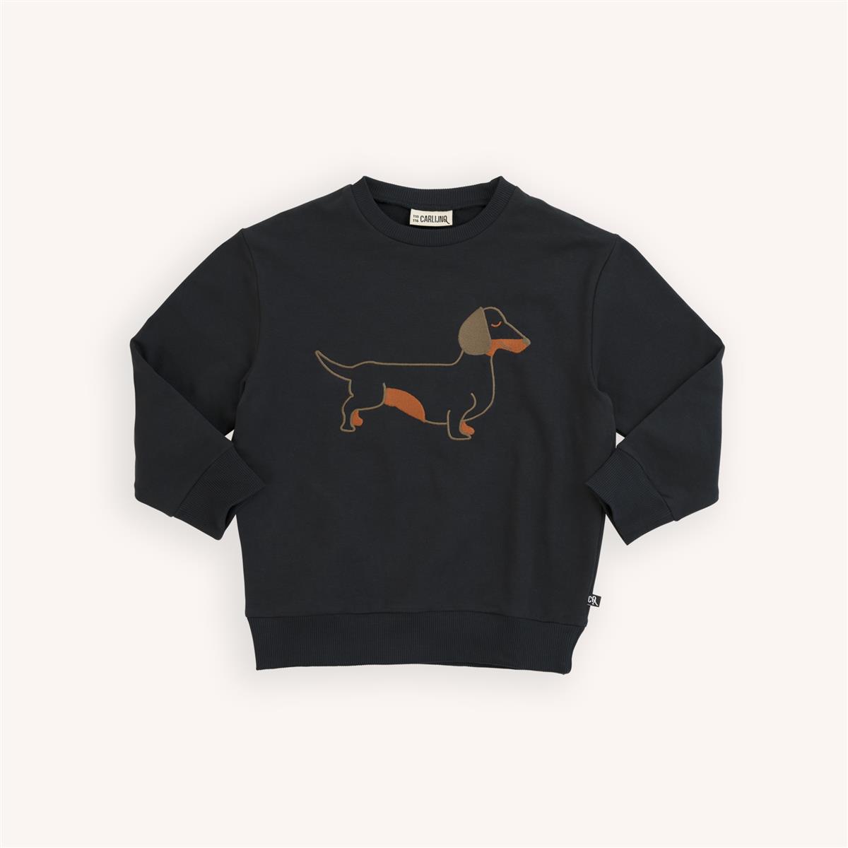 CARLIJNQ - Dachshund - sweater with emroidery (black)