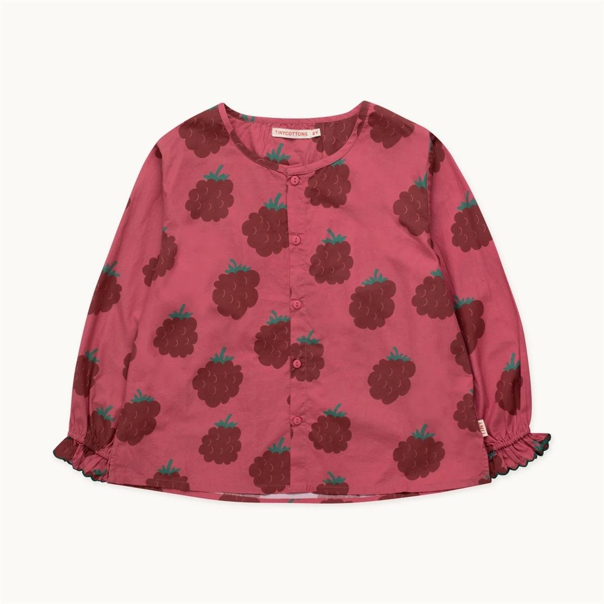 TINYCOTTONS - RASPBERRIES FRILLED  SLEEVES BLOUSE - berry