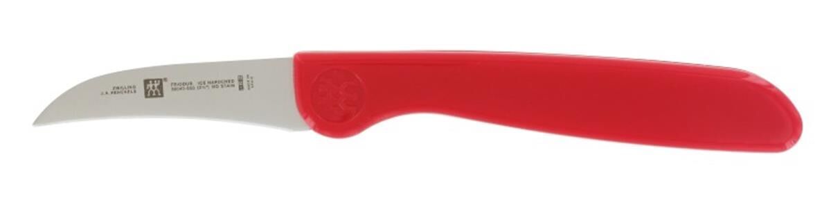 Mes 55 mm gebogen, RVS, rood