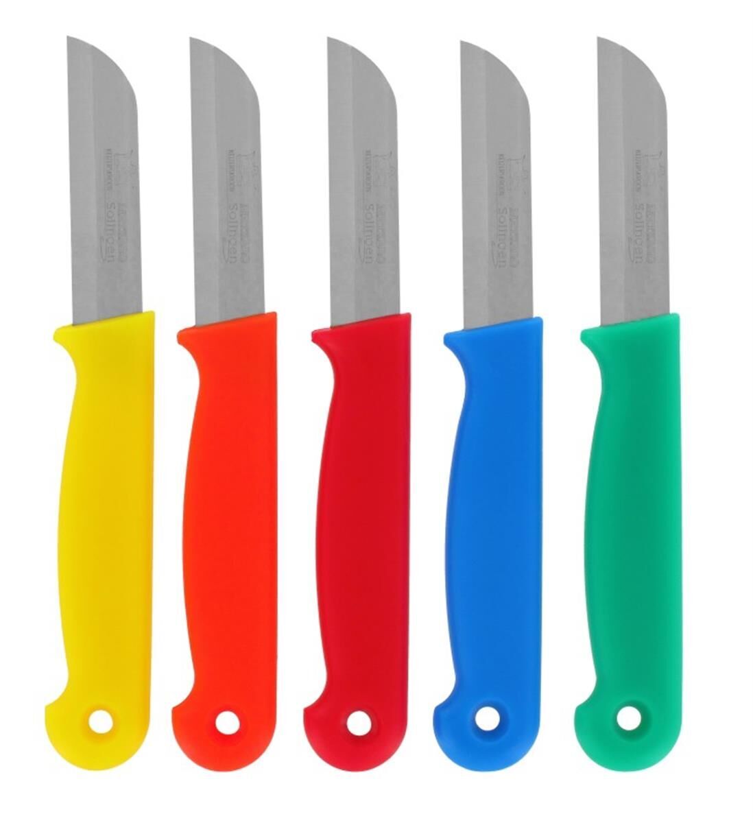 Set van 10 bandstaal messen in blister, HACCP, 65 mm, multi-colour