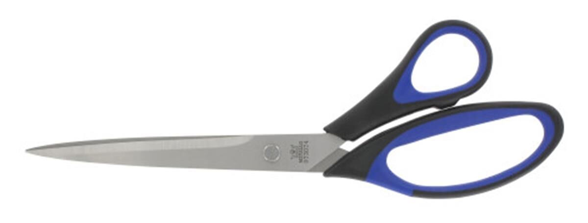 Schaar 250 mm, softgrip, zwart/blauw