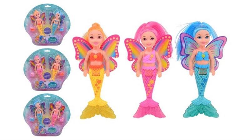 Mermaid fairy 2 pcs on card, 3 assorted