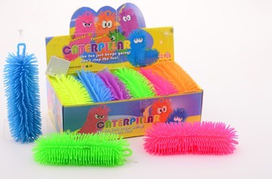 Fluffy worm 23cm in display, 6 assorted