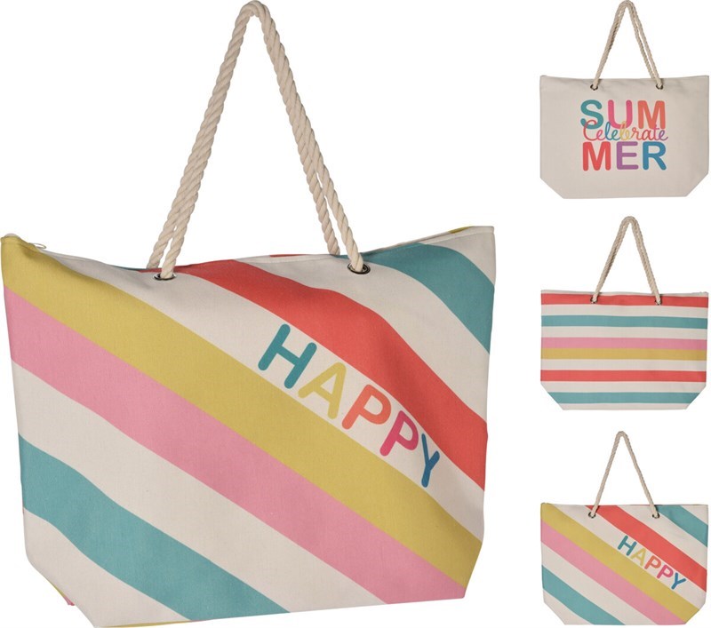 Strandtas 54Xh39Cm 3Ass Rainbo