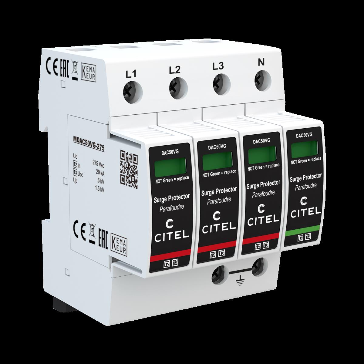 Citel DAC50VGS-31-275 AC-overspanningsbeveiliging - Type 2+3 - 3-Fase+N
