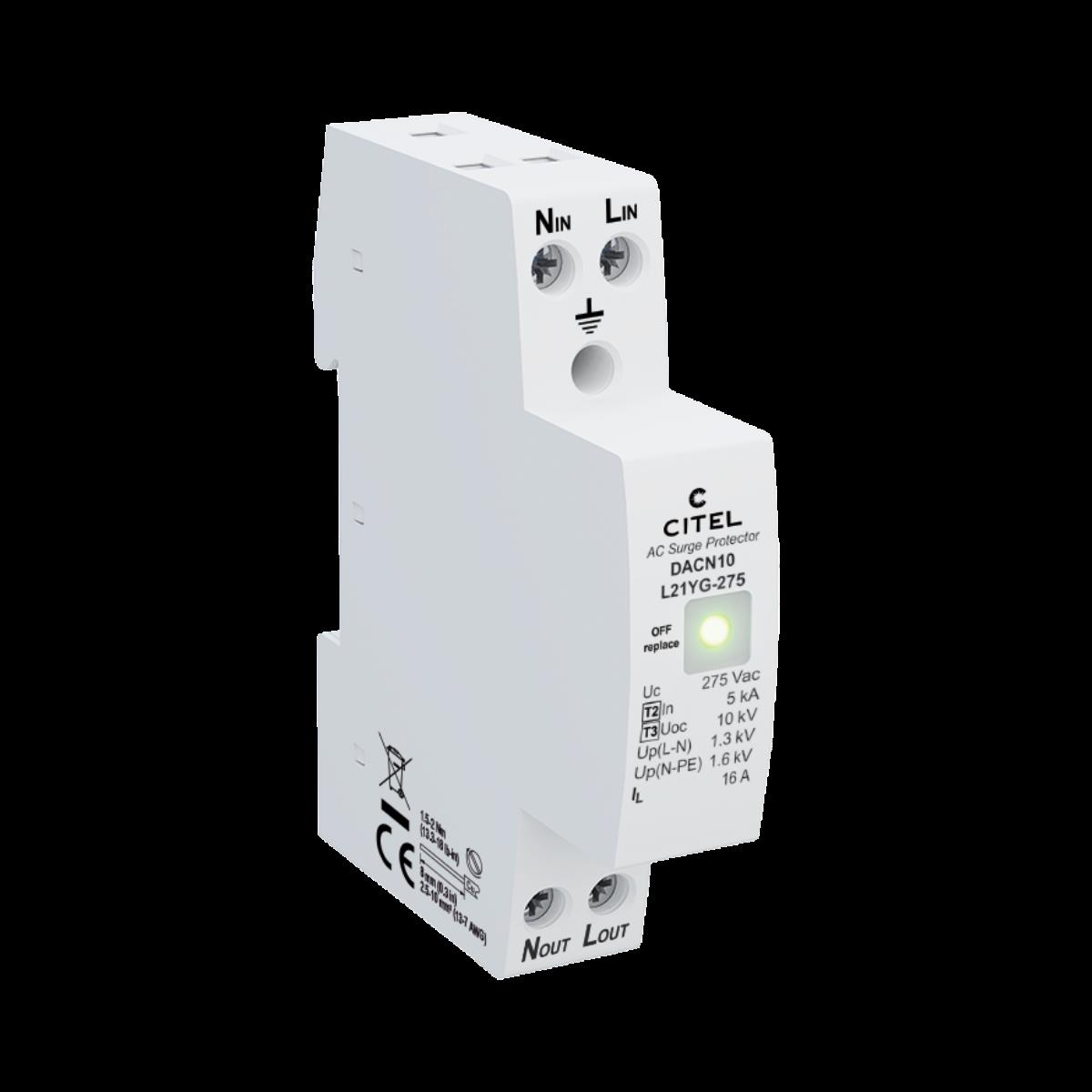 Citel DACN10-L21YG-275 AC-overspanningsbeveiliging - 16A