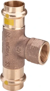 Viega Profipress Gas verloop T-stuk met binnendraad FFF 22 x 1/2 F x 22 mm