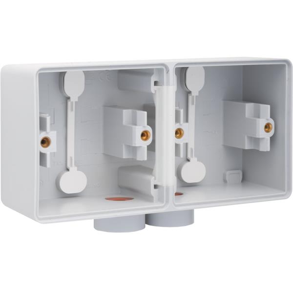 Hydro spuitwaterdichte dubbele opbouwdoos, 2 functies, 2 m20-ingangen