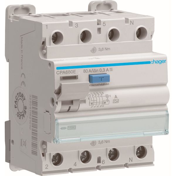 Aardlekschakelaar 3P+N 80A 300mA A S