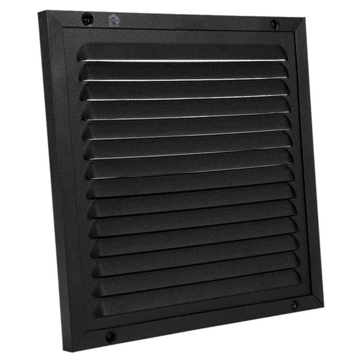 Renson 437 vierkant schoepenrooster met kader 200 x 200 mm zwart