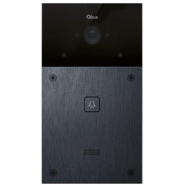 deurstation zwart geborsteld aluminium, 1 belknop, IP65, voor inbouw en opbouw