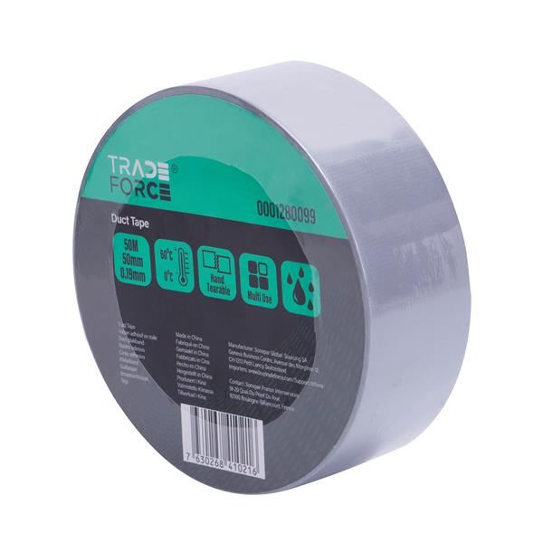Duct tape behandelde doek PE hars 50mmx50mx0,19mm zilver