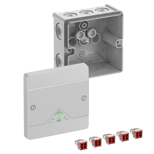 Abox 040-4² - Aftakdoos IP66/IK07 grijs met Wago 5P 4² L102 x B102 x H57 mm
