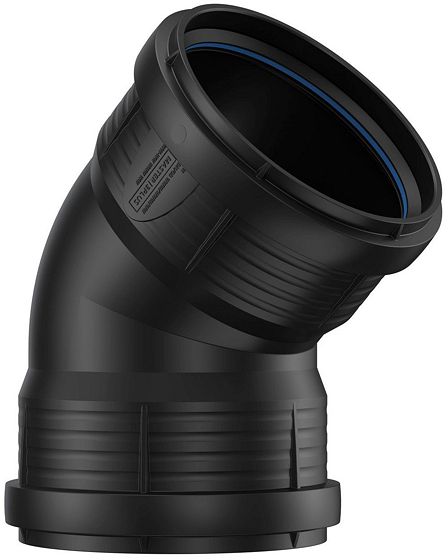 ELLEBOOG PP 45°.FF 125MM ZWART
