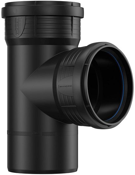 T PP 90°MFF 125-125MM ZWART