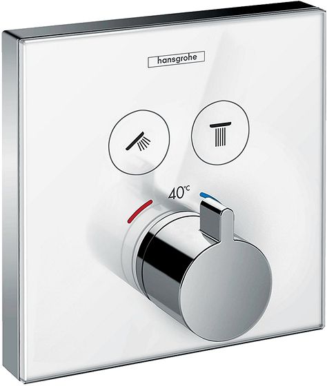 AFWERKSET SHOWER SELECT GLASS THERMOSTAAT+ 2 STOPKRANEN HANSGROHE WIT