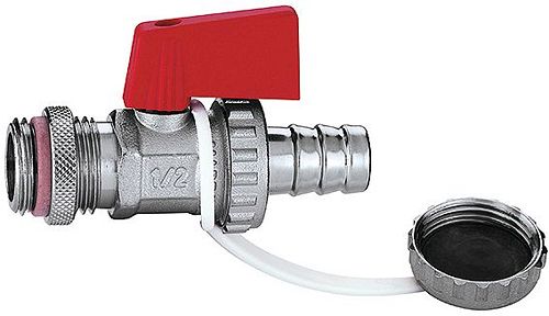 KOGEL VUL-EN AFLAATKRAAN 1/2"+STOP+KETTING