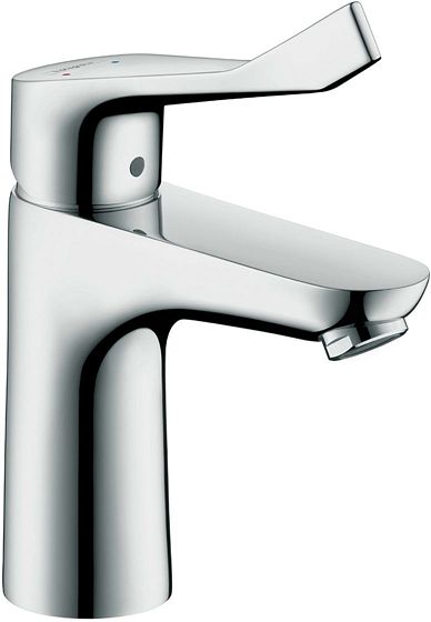 1GREEP MENGKRAAN LAVABO FOCUS 100 HG LANGE HENDEL AUTOMATISCHE SLUITING CHROOM