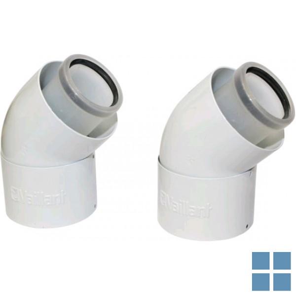 Vaillant concentrisch bocht 45 alu-pp  60/100 (2 stuks)